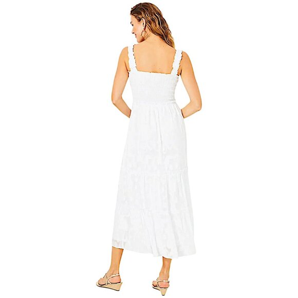 Lilly Pulitzer Hadly Smocked Maxi Dress in Resort White NWT - Size Medium - Picture 4 of 8
